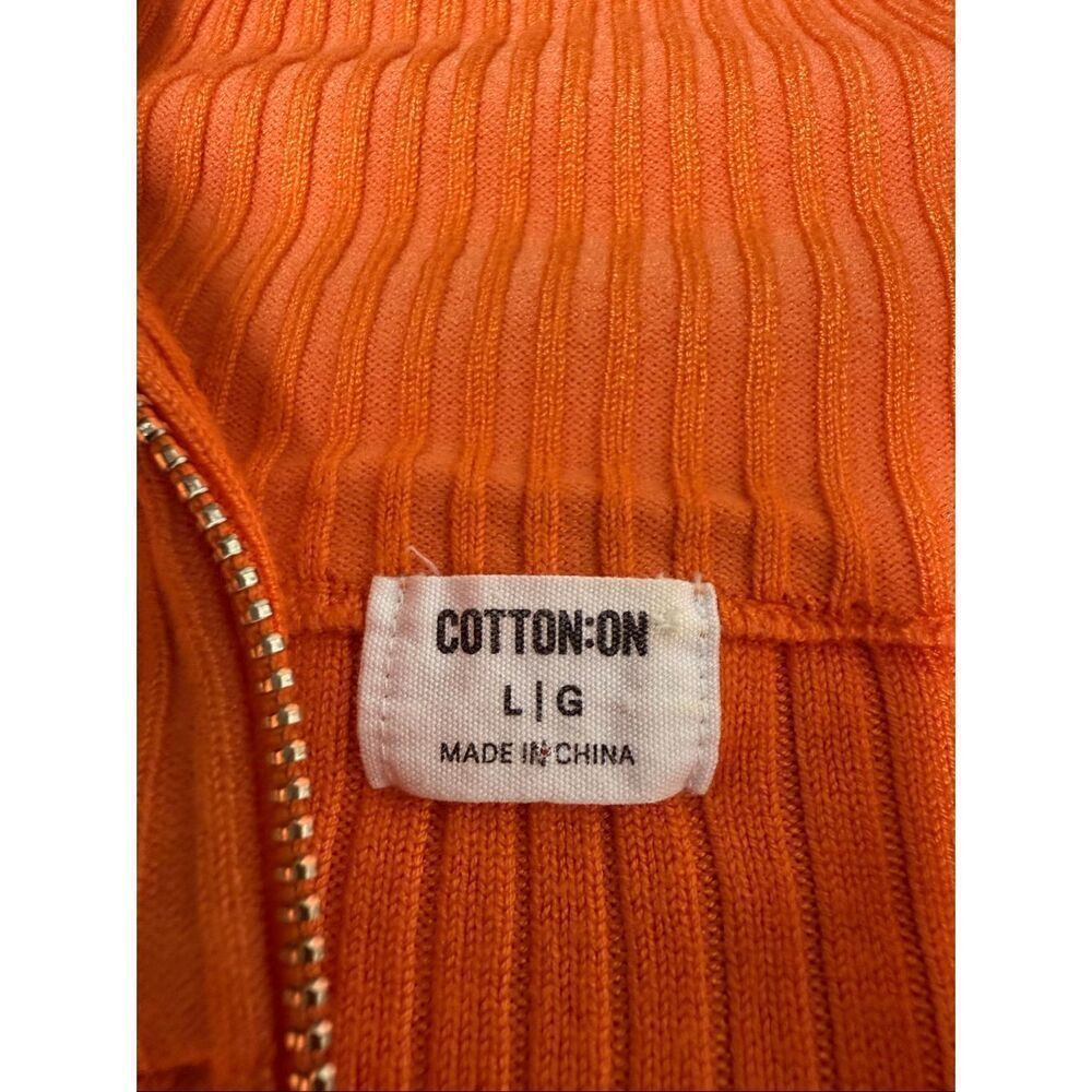 Cotton ON  Womens's Crop Rib Half Zip  Sweater Fiery Orange  Sz L See Notes - Picture 8 of 13